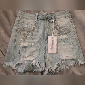 Risen High Rise Shorts With Rhineston. NWT